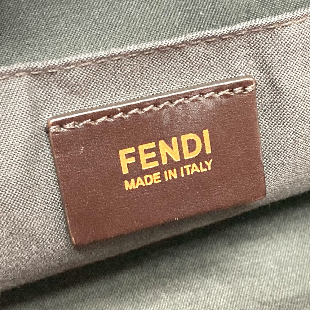 FENDI Handbag 8BN251 Leather / canvas Brown x purple type Pecan Women Used Authentic