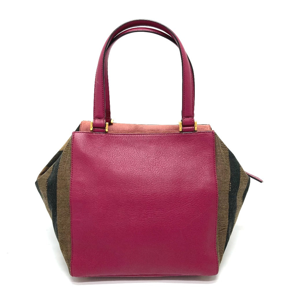 FENDI Handbag 8BN251 Leather / canvas Brown x purple type Pecan Women Used Authentic