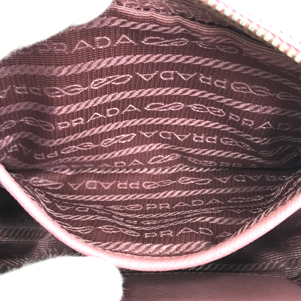 PRADA Shoulder Bag 1NF674 Safiano leather pink logo Shoulder pouch Women Used Authentic