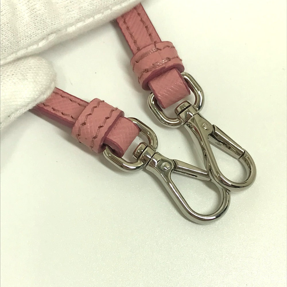 PRADA Shoulder Bag 1NF674 Safiano leather pink logo Shoulder pouch Women Used Authentic
