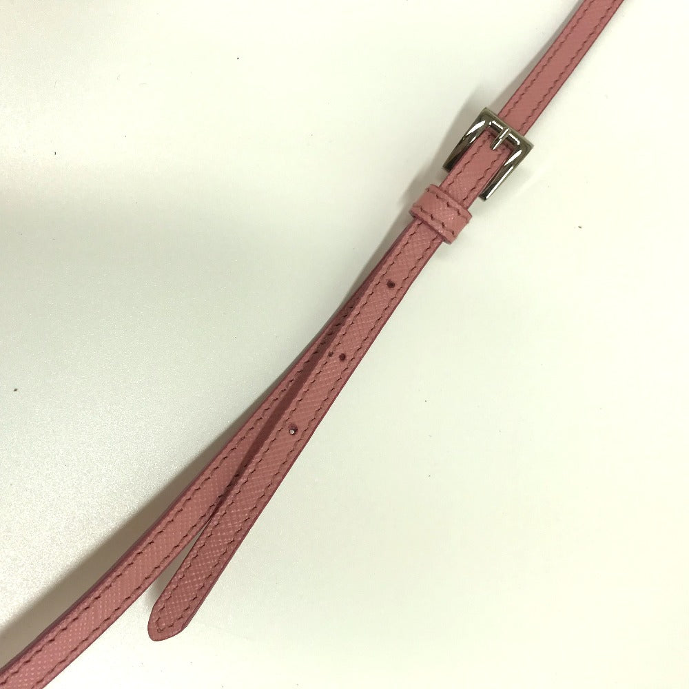 PRADA Shoulder Bag 1NF674 Safiano leather pink logo Shoulder pouch Women Used Authentic