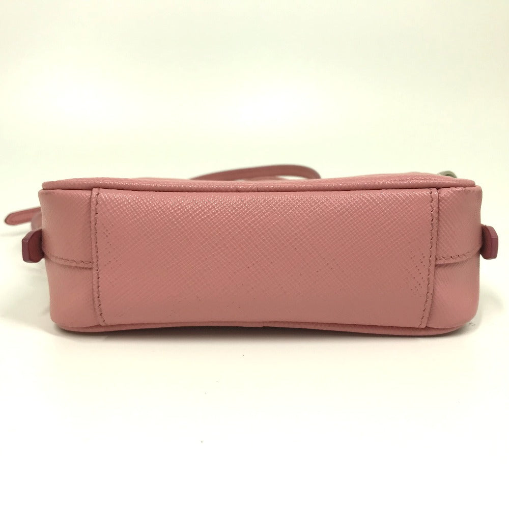 PRADA Shoulder Bag 1NF674 Safiano leather pink logo Shoulder pouch Women Used Authentic