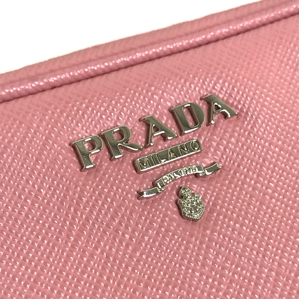 PRADA Shoulder Bag 1NF674 Safiano leather pink logo Shoulder pouch Women Used Authentic