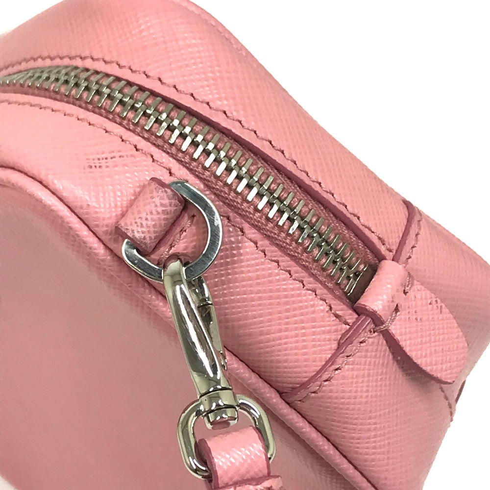 PRADA Shoulder Bag 1NF674 Safiano leather pink logo Shoulder pouch Women Used Authentic