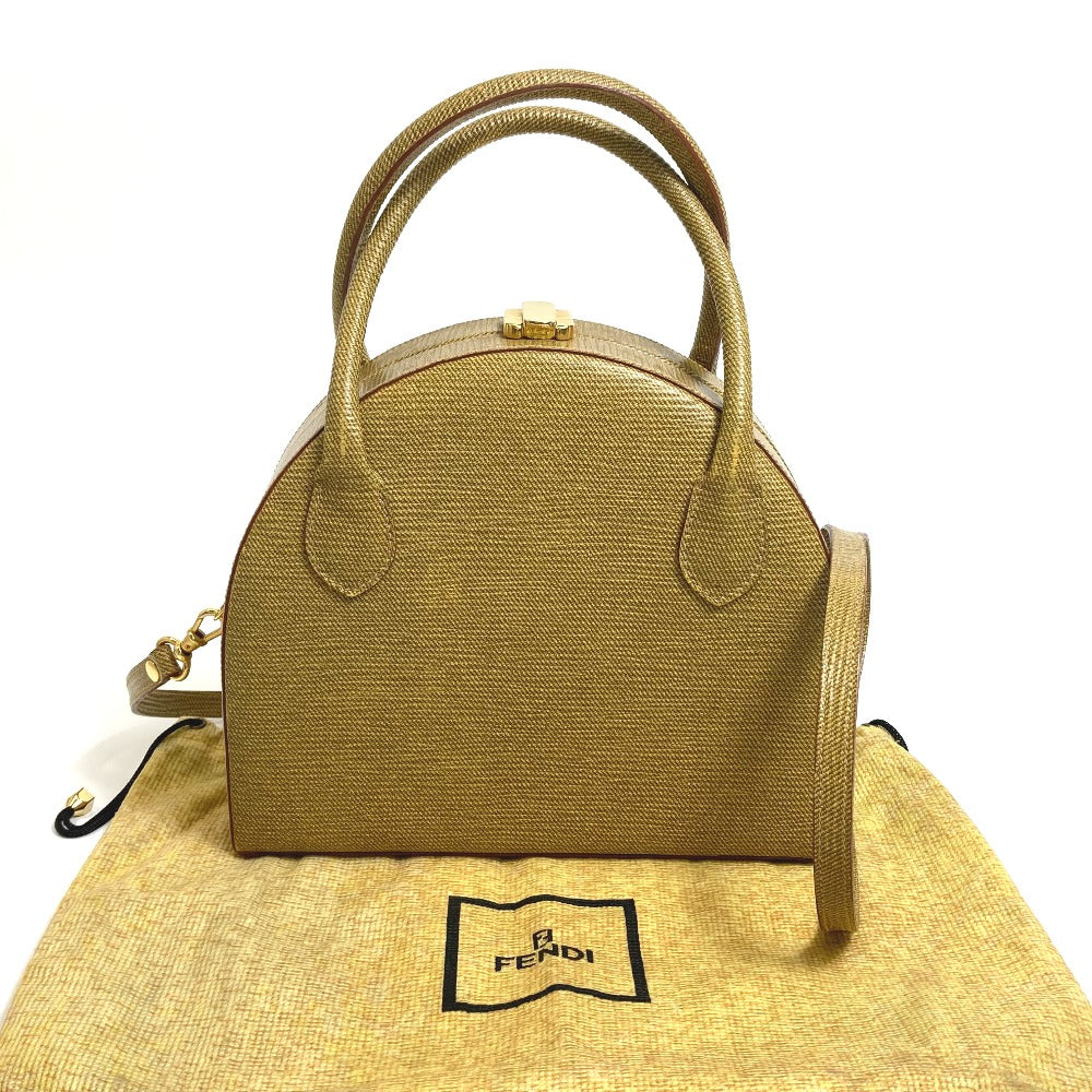 FENDI Handbag leather Beige type Semicircular form Women Used Authentic
