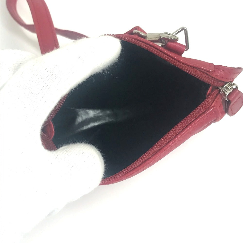 Christian Dior Shoulder Bag leather Red CDMetal Mini pochette Women Used Authentic