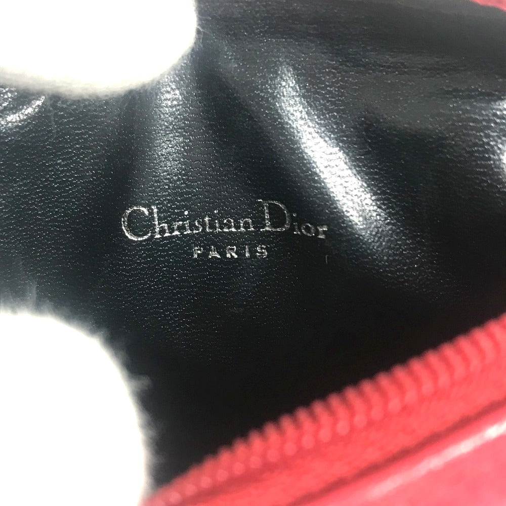 Christian Dior Shoulder Bag leather Red CDMetal Mini pochette Women Used Authentic