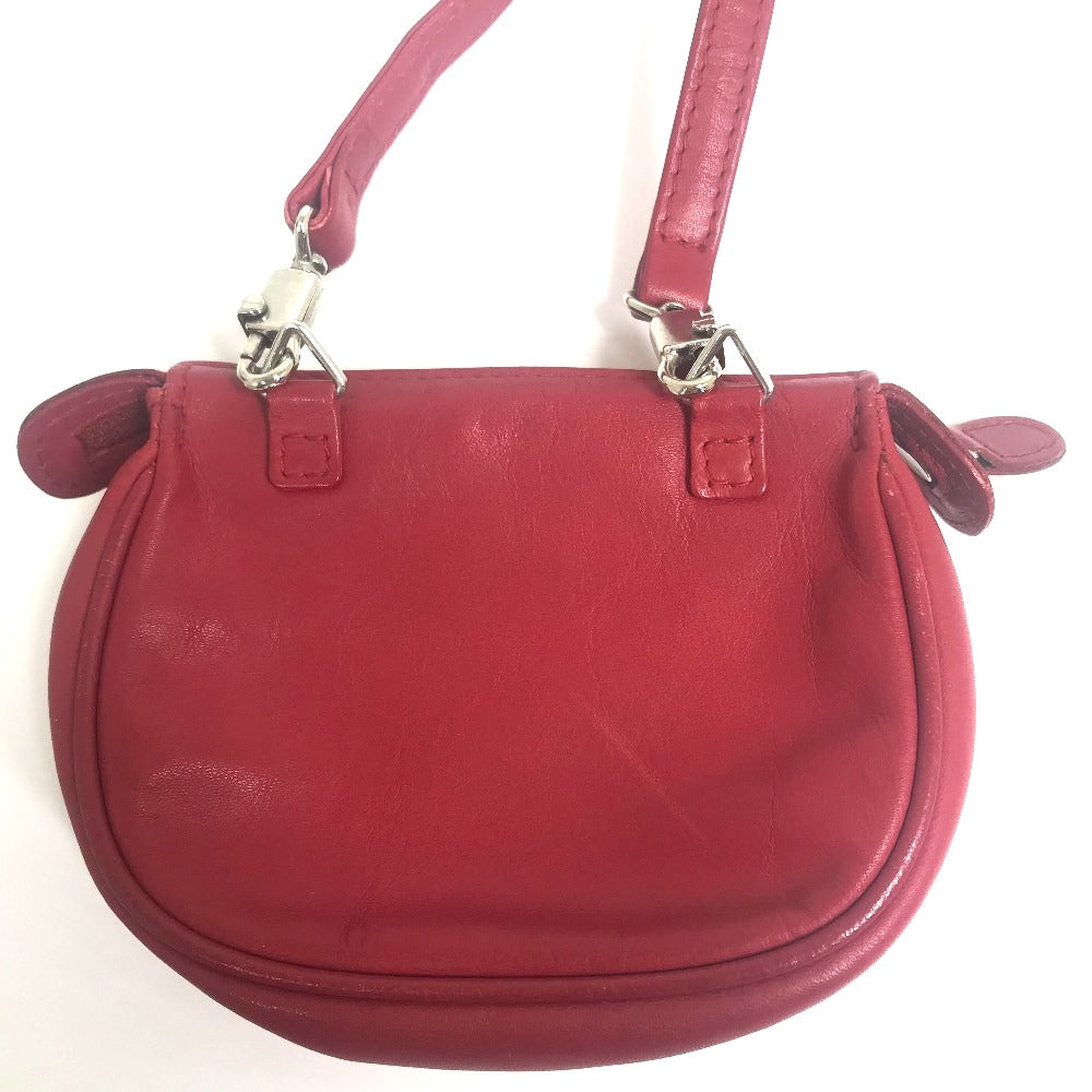 Christian Dior Shoulder Bag leather Red CDMetal Mini pochette Women Used Authentic