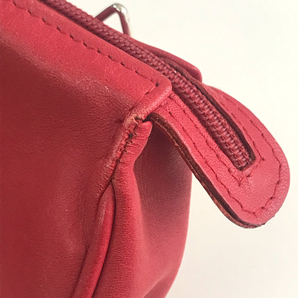Christian Dior Shoulder Bag leather Red CDMetal Mini pochette Women Used Authentic
