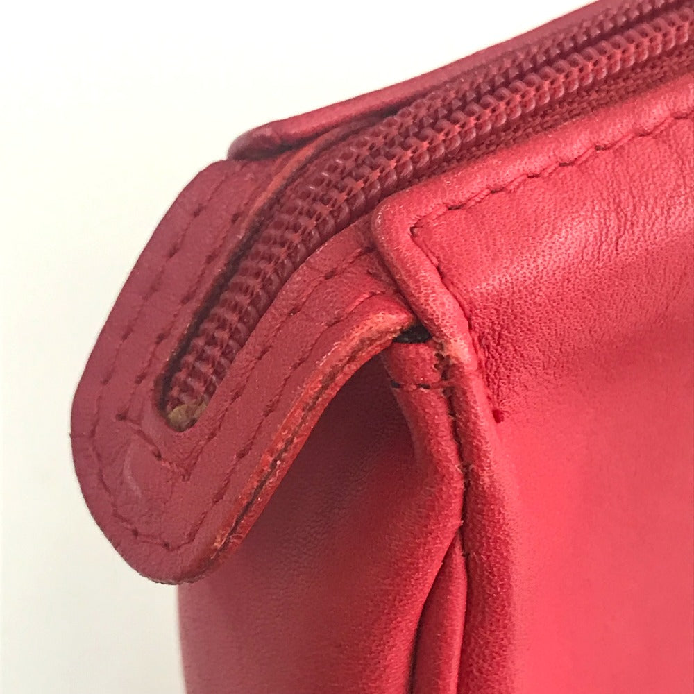 Christian Dior Shoulder Bag leather Red CDMetal Mini pochette Women Used Authentic