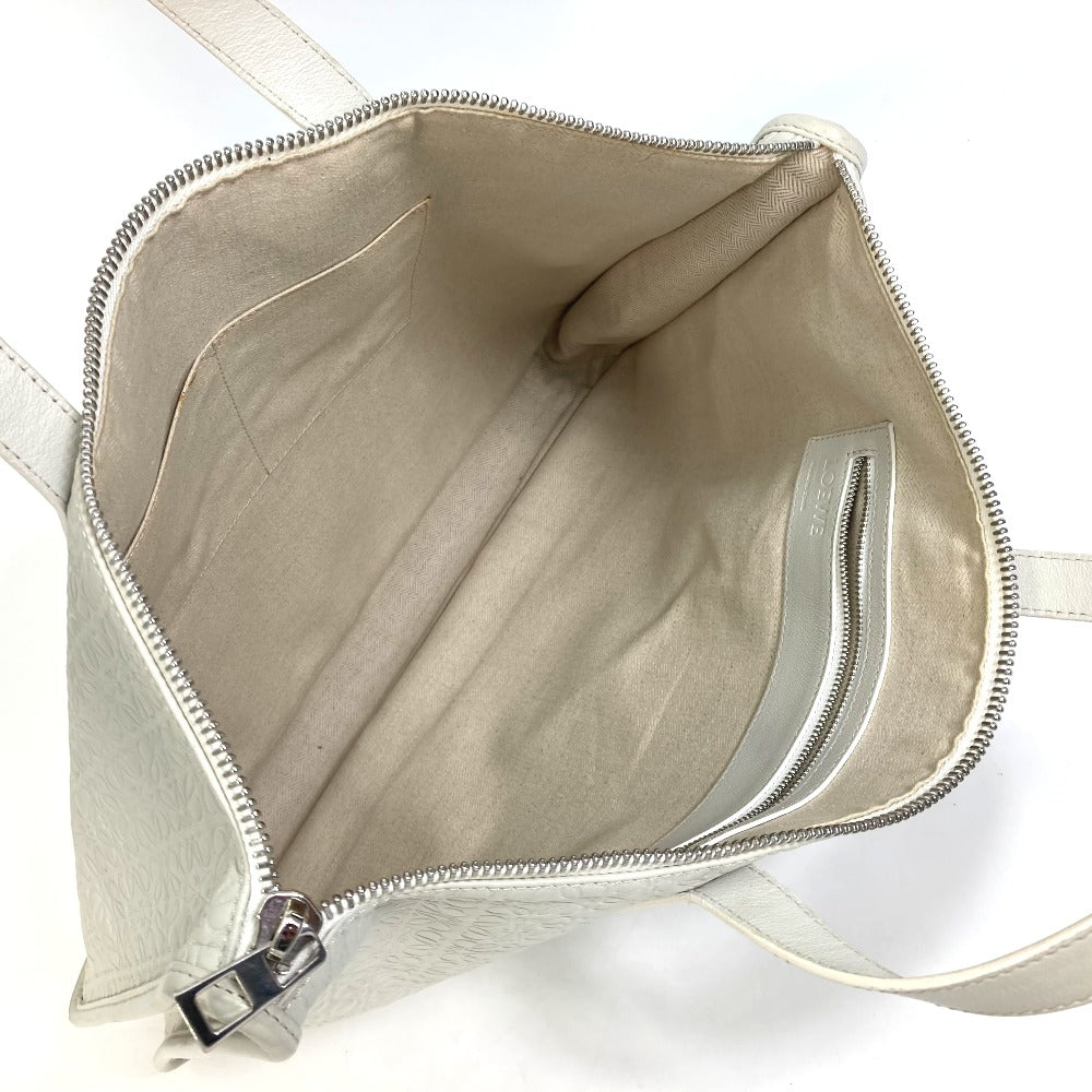 LOEWE Tote Bag leather white anagram Briefcase Business bag unisex(Unisex) Used Authentic