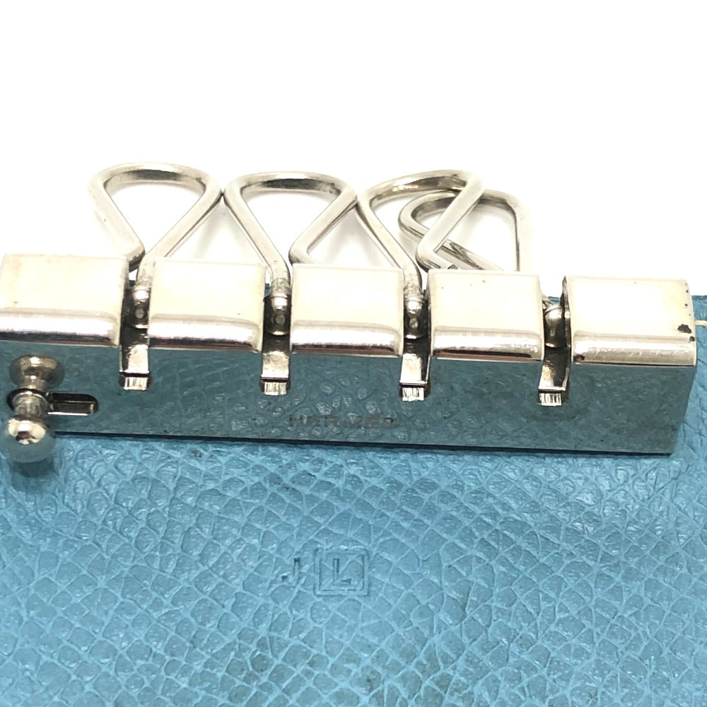 HERMES Key case Key holder Epsom blue HMetal Bean Women Used Authentic