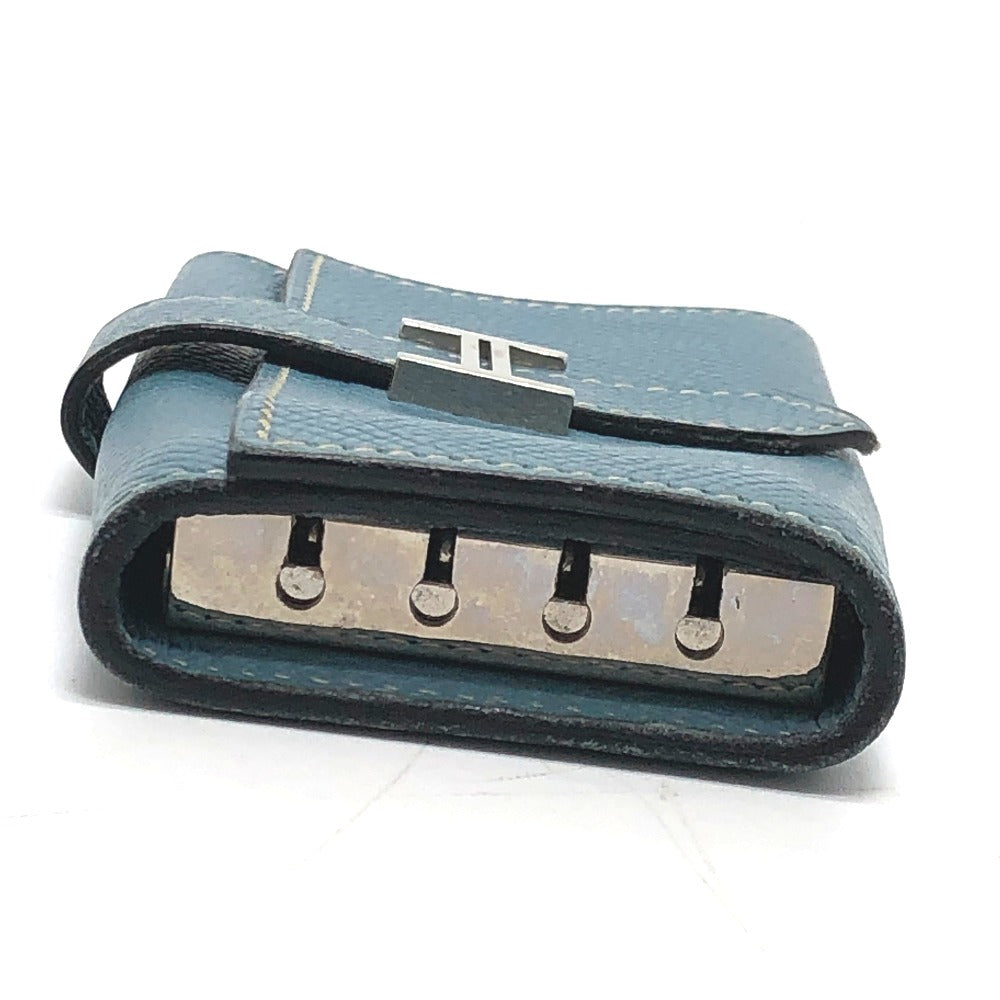HERMES Key case Key holder Epsom blue HMetal Bean Women Used Authentic