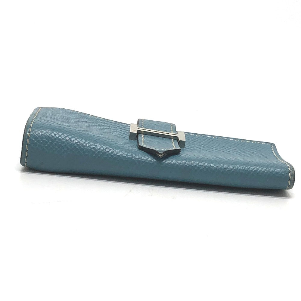 HERMES Key case Key holder Epsom blue HMetal Bean Women Used Authentic