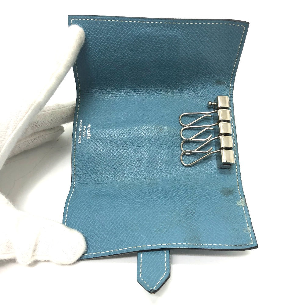 HERMES Key case Key holder Epsom blue HMetal Bean Women Used Authentic