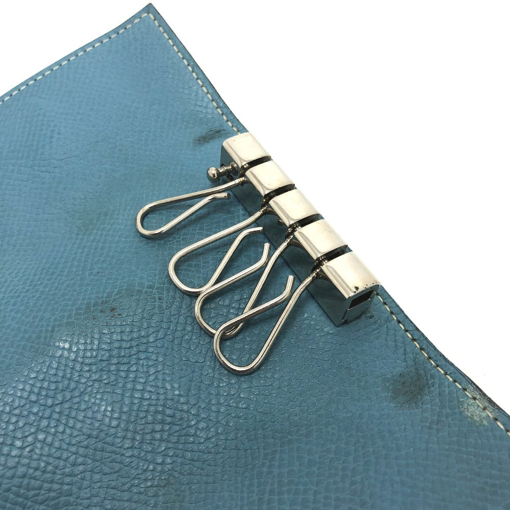 HERMES Key case Key holder Epsom blue HMetal Bean Women Used Authentic