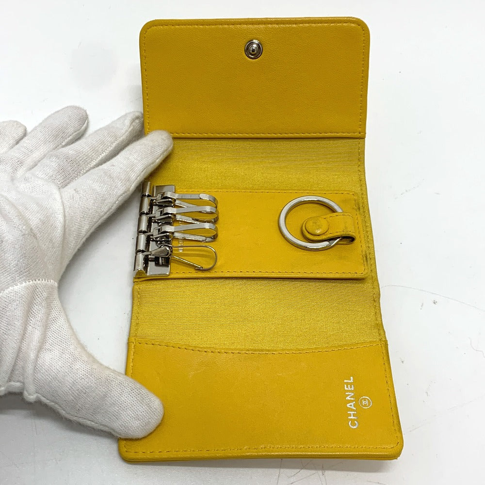 CHANEL Key case Key holder Calfskin yellow COCO Mark Diamond CC