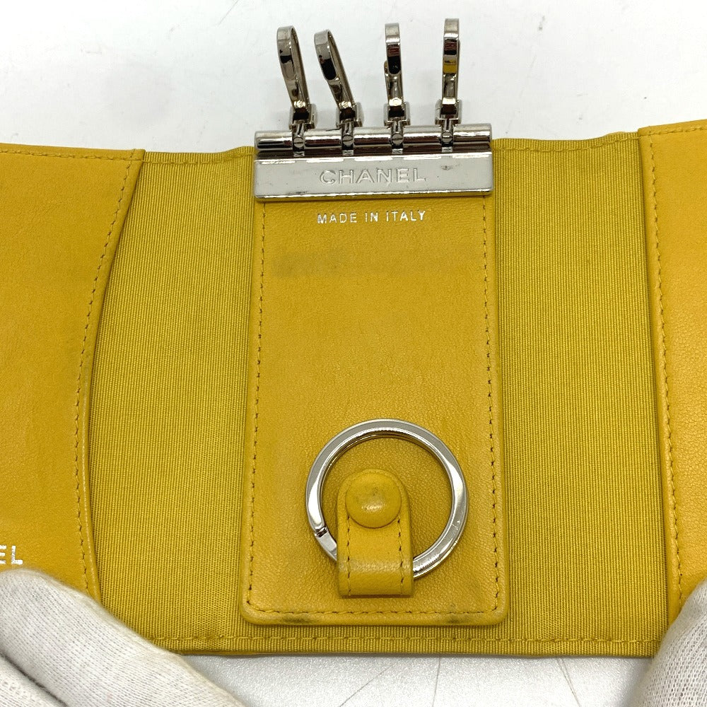 CHANEL Key case Key holder Calfskin yellow COCO Mark Diamond CC