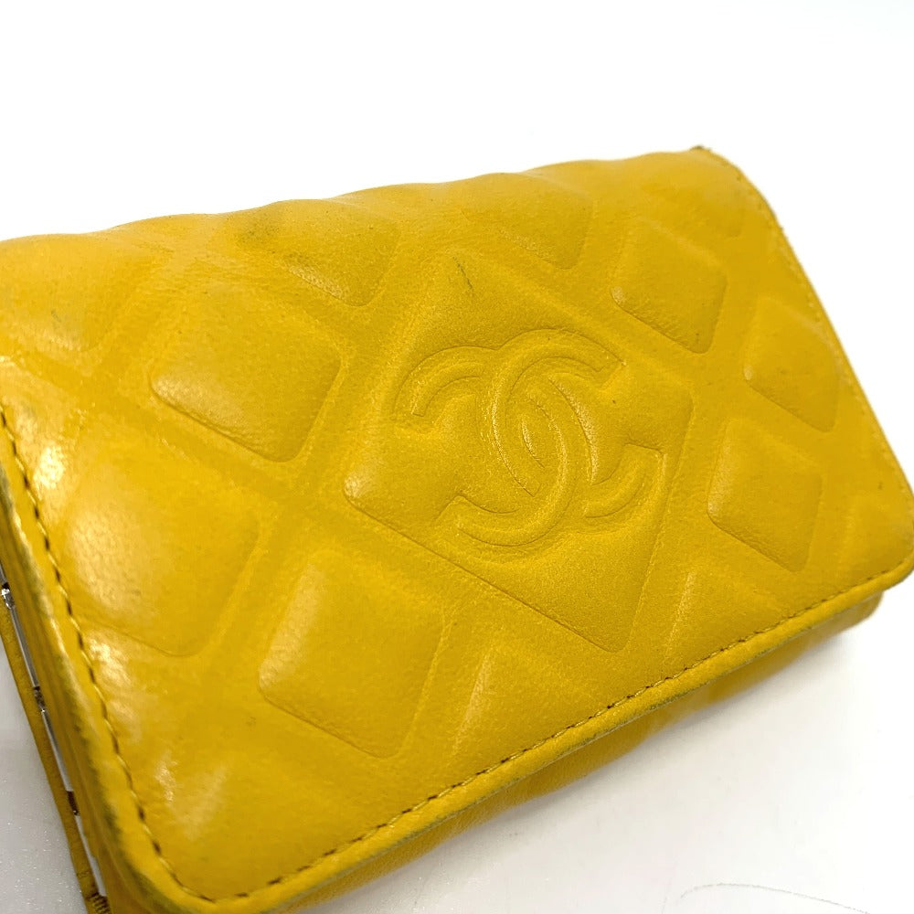 CHANEL Key case Key holder Calfskin yellow COCO Mark Diamond CC