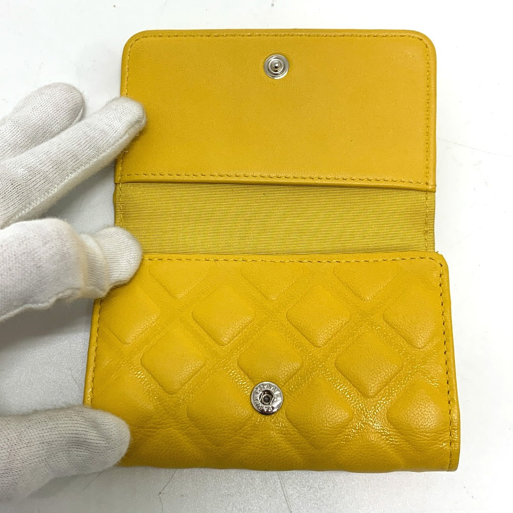 CHANEL Key case Key holder Calfskin yellow COCO Mark Diamond CC