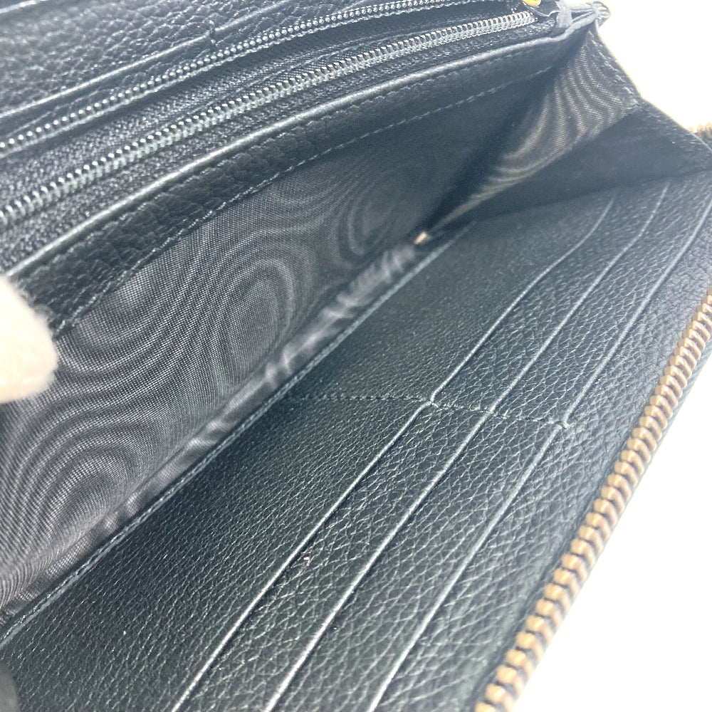 GUCCI Long Wallet Purse 496317 leather black Sherry line GUCCI logo print