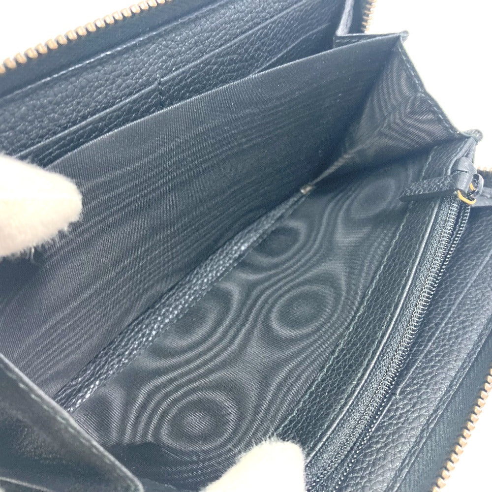 GUCCI Long Wallet Purse 496317 leather black Sherry line GUCCI logo print