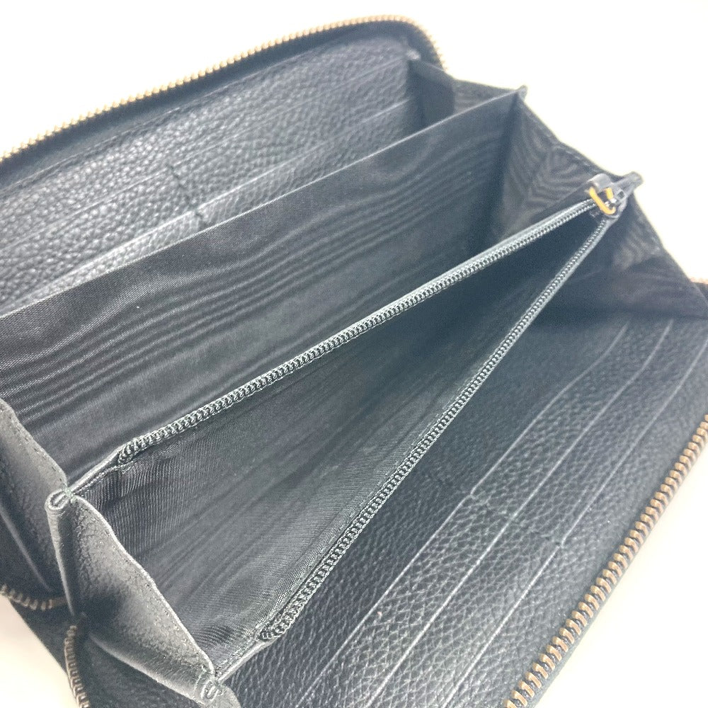 GUCCI Long Wallet Purse 496317 leather black Sherry line GUCCI logo print