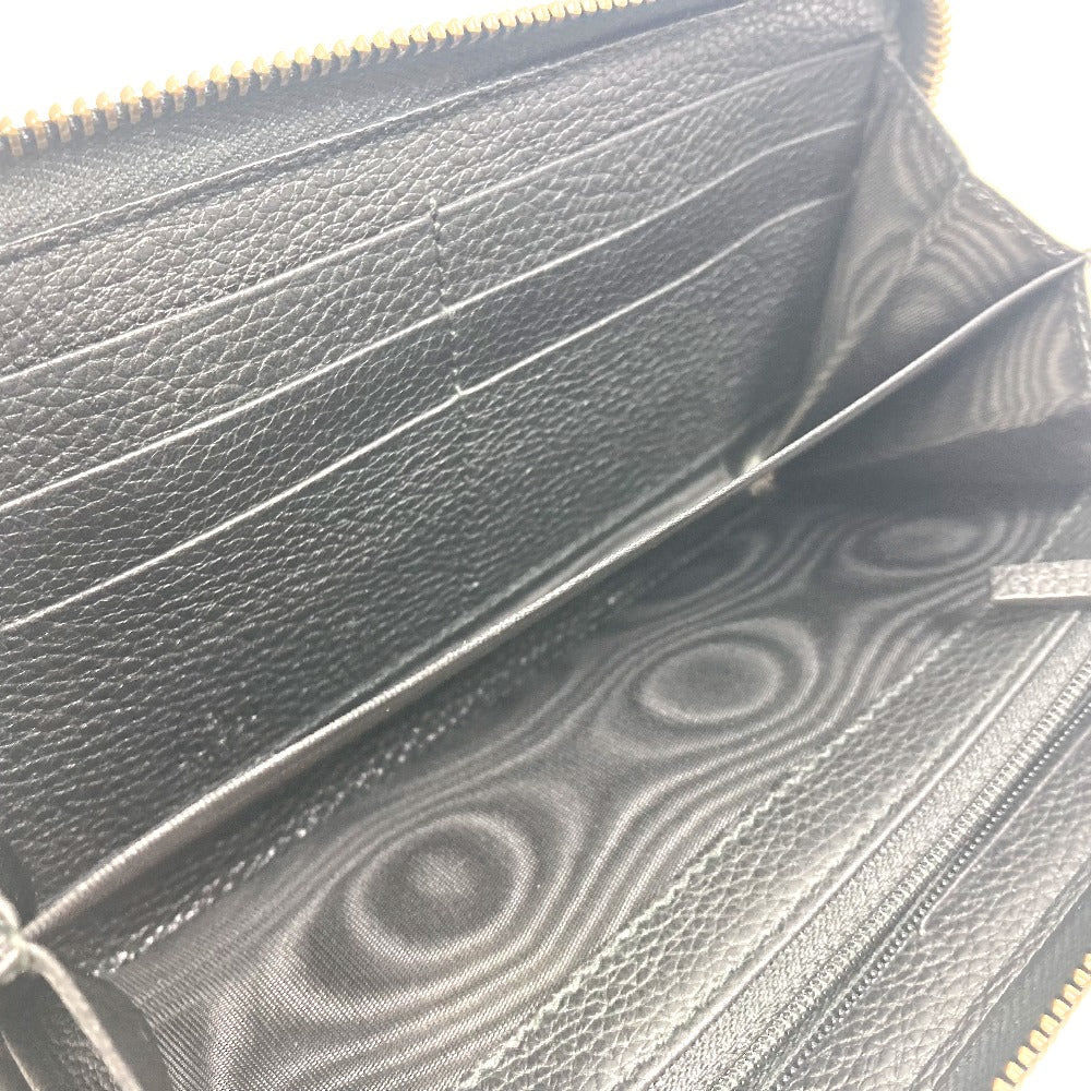 GUCCI Long Wallet Purse 496317 leather black Sherry line GUCCI logo print