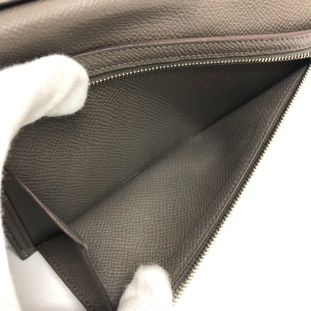 HERMES Long Wallet Purse Epsom Gray type HMetal Beansufla Women Used Authentic