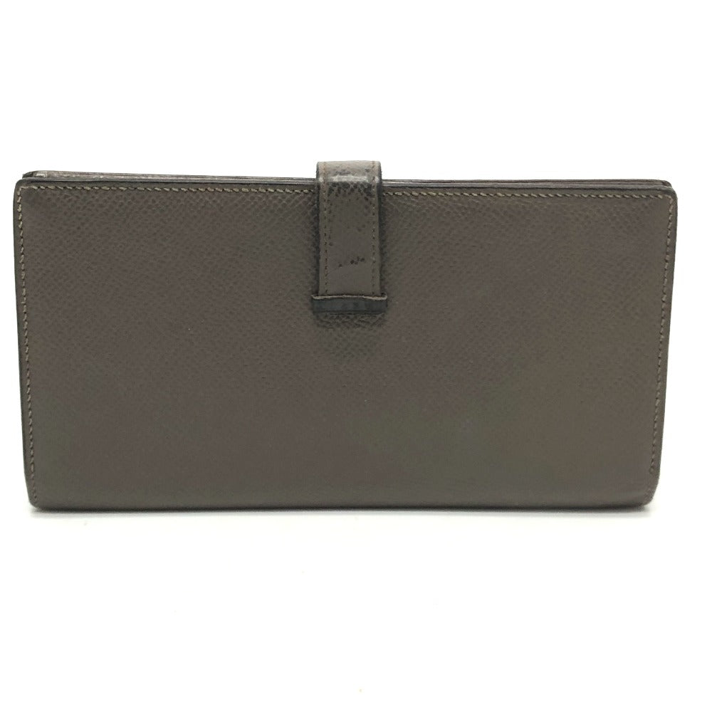HERMES Long Wallet Purse Epsom Gray type HMetal Beansufla Women Used Authentic