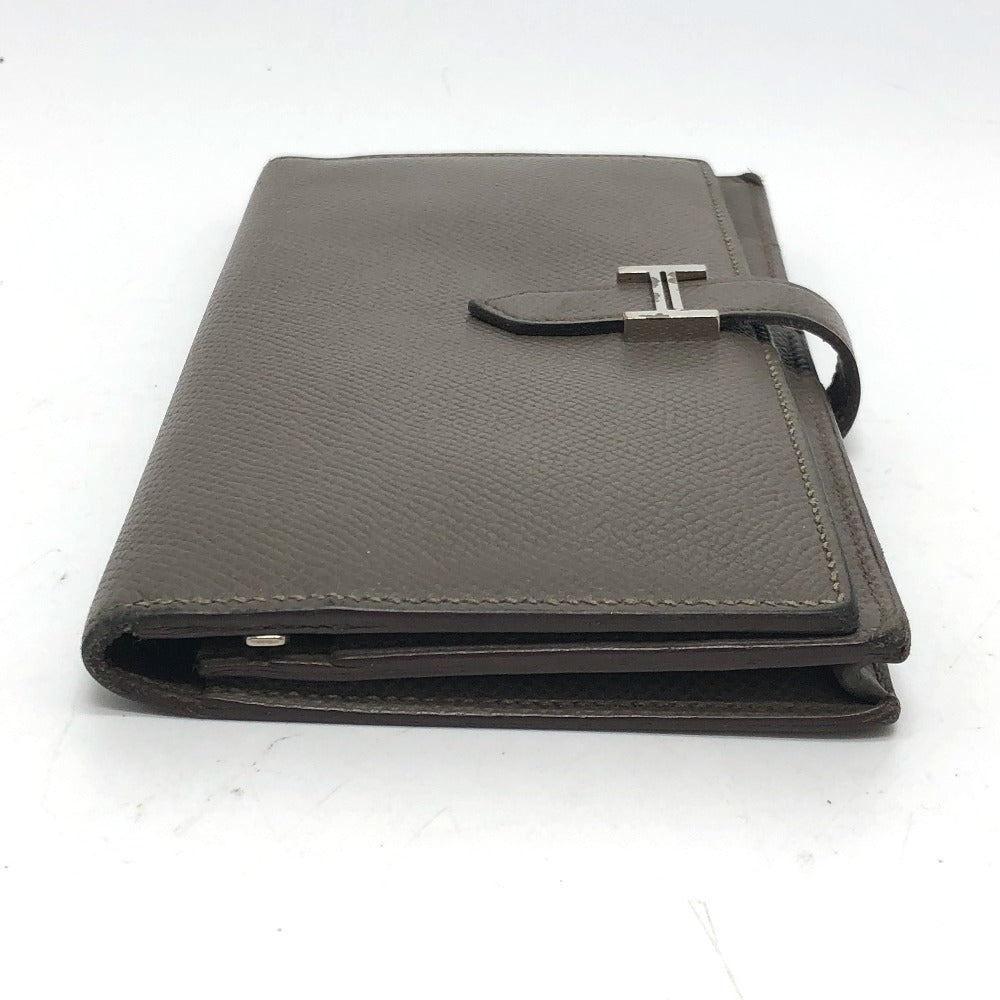 HERMES Long Wallet Purse Epsom Gray type HMetal Beansufla Women Used Authentic