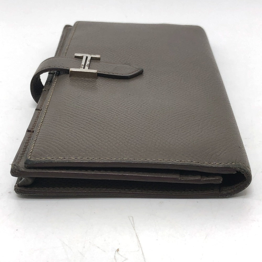 HERMES Long Wallet Purse Epsom Gray type HMetal Beansufla Women Used Authentic