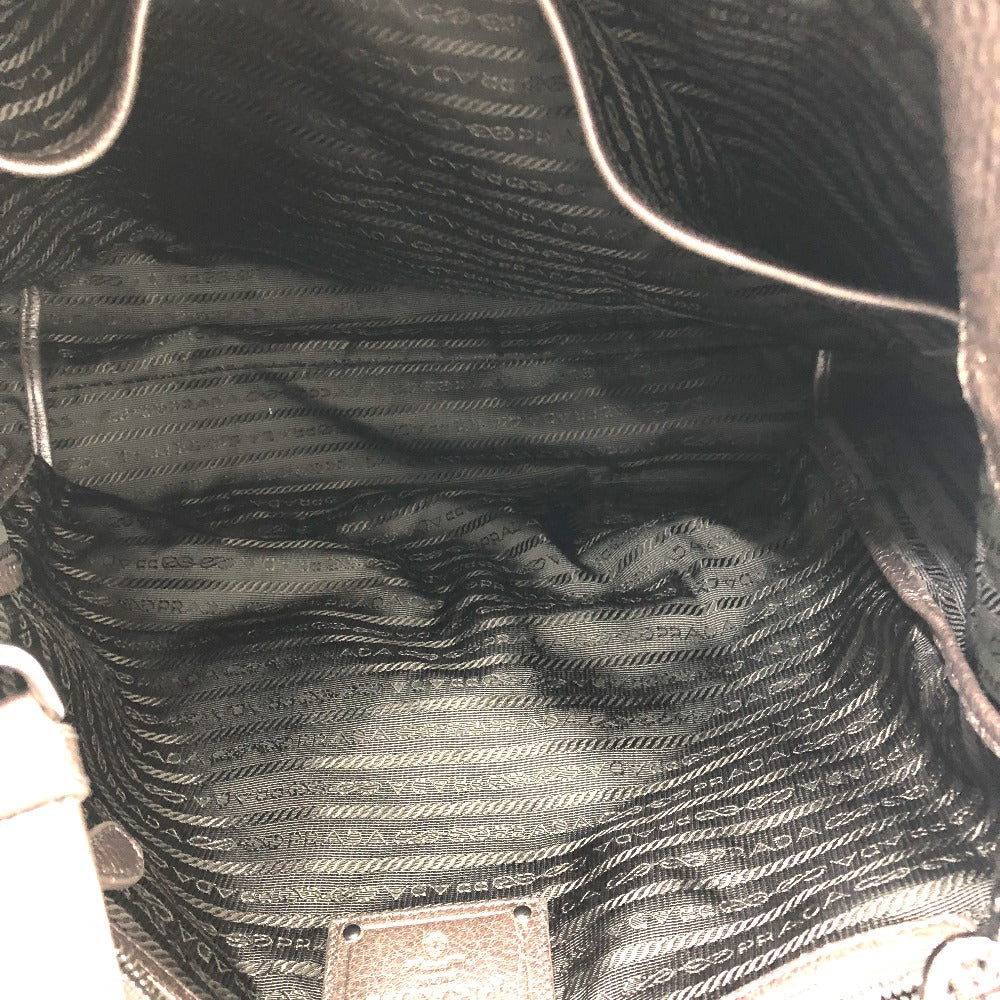PRADA Tote Bag leather Brown logo