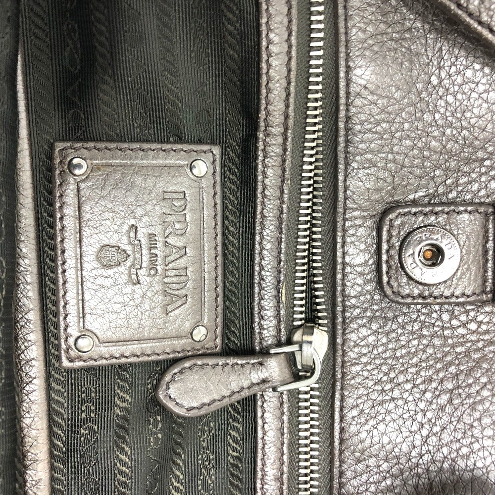 PRADA Tote Bag leather Brown logo