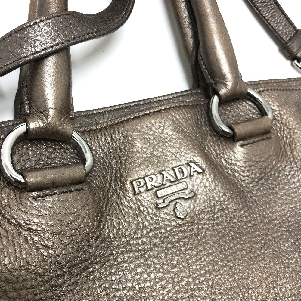 PRADA Tote Bag leather Brown logo