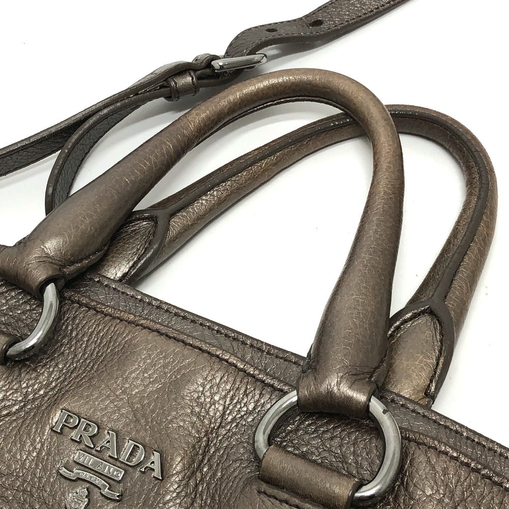 PRADA Tote Bag leather Brown logo