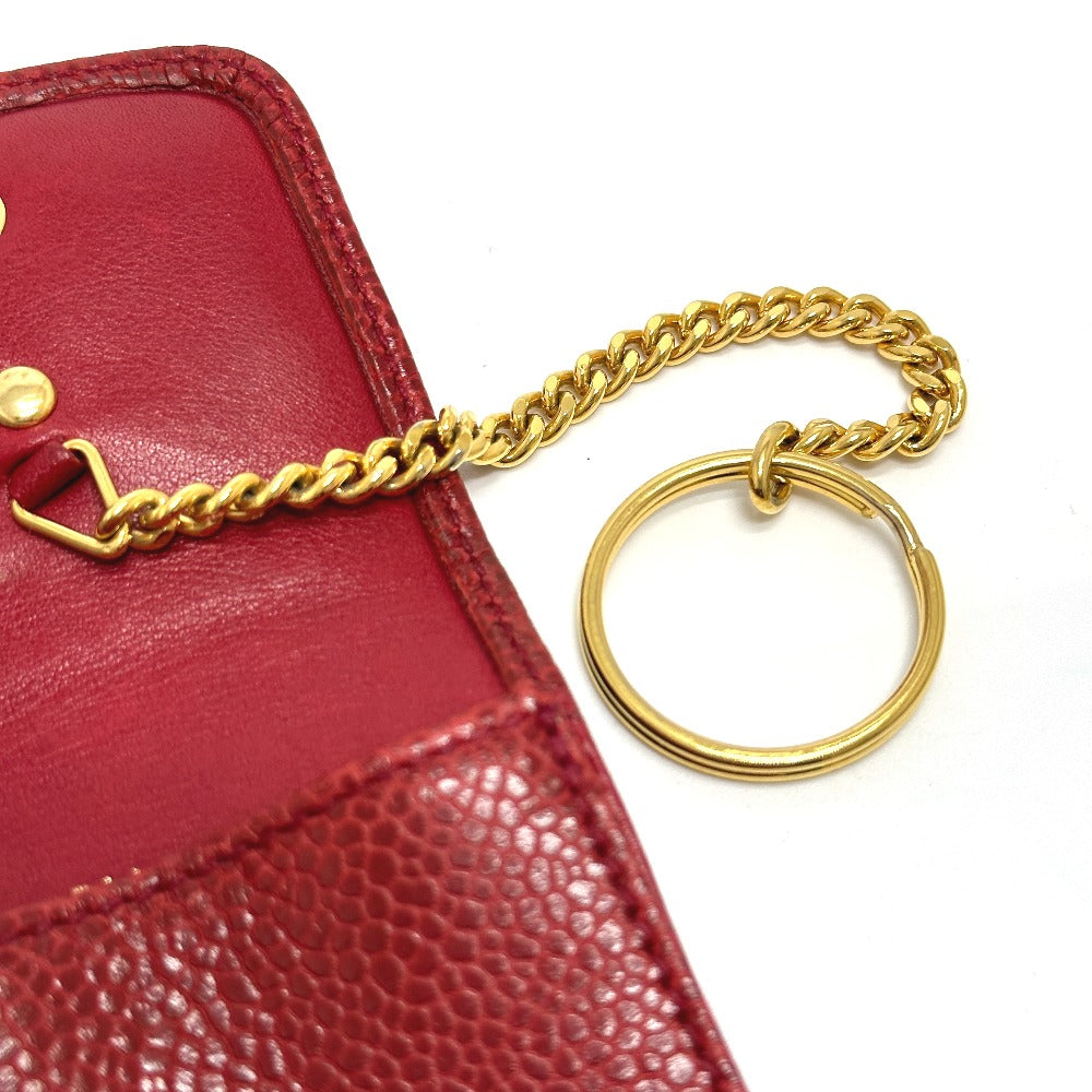 CHANEL Cigarette case Caviar skin Red CC COCO Mark mini