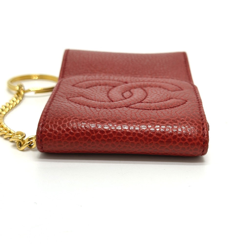 CHANEL Cigarette case Caviar skin Red CC COCO Mark mini