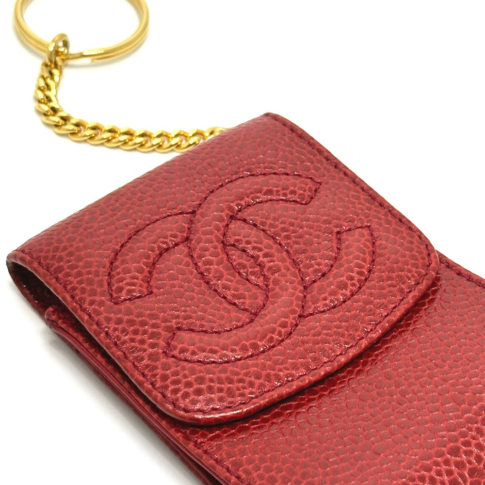 CHANEL Cigarette case Caviar skin Red CC COCO Mark mini