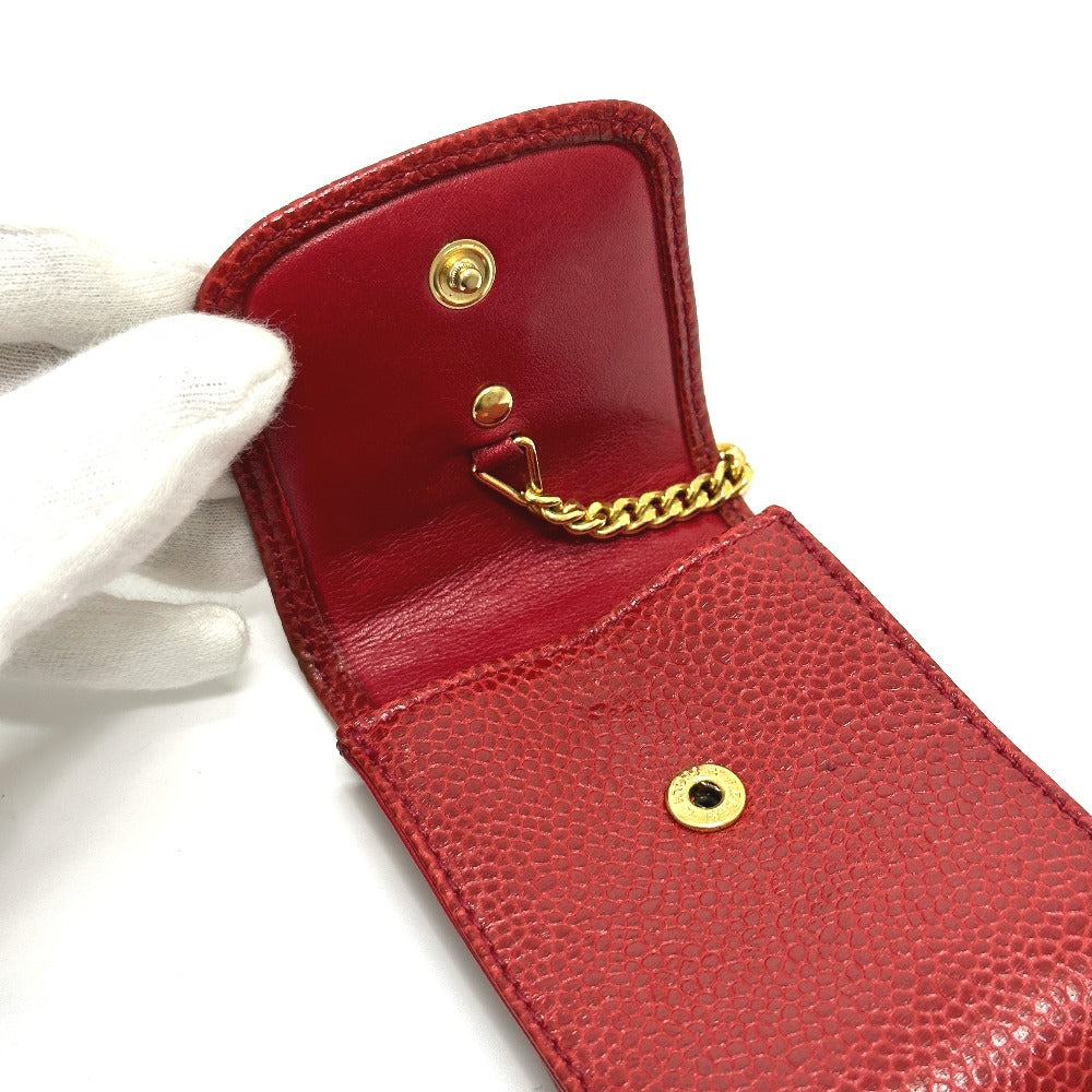 CHANEL Cigarette case Caviar skin Red CC COCO Mark mini