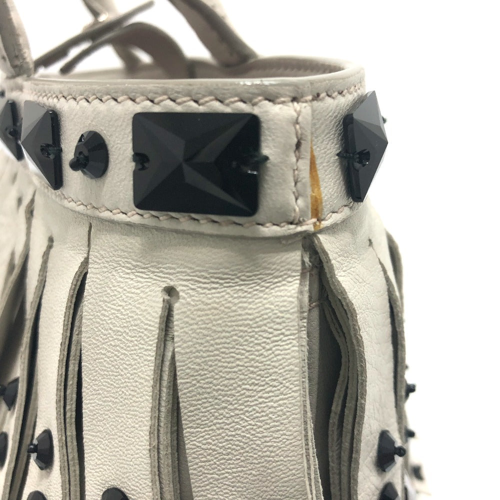 PRADA Handbag B2466S leather white fringe Women Used Authentic