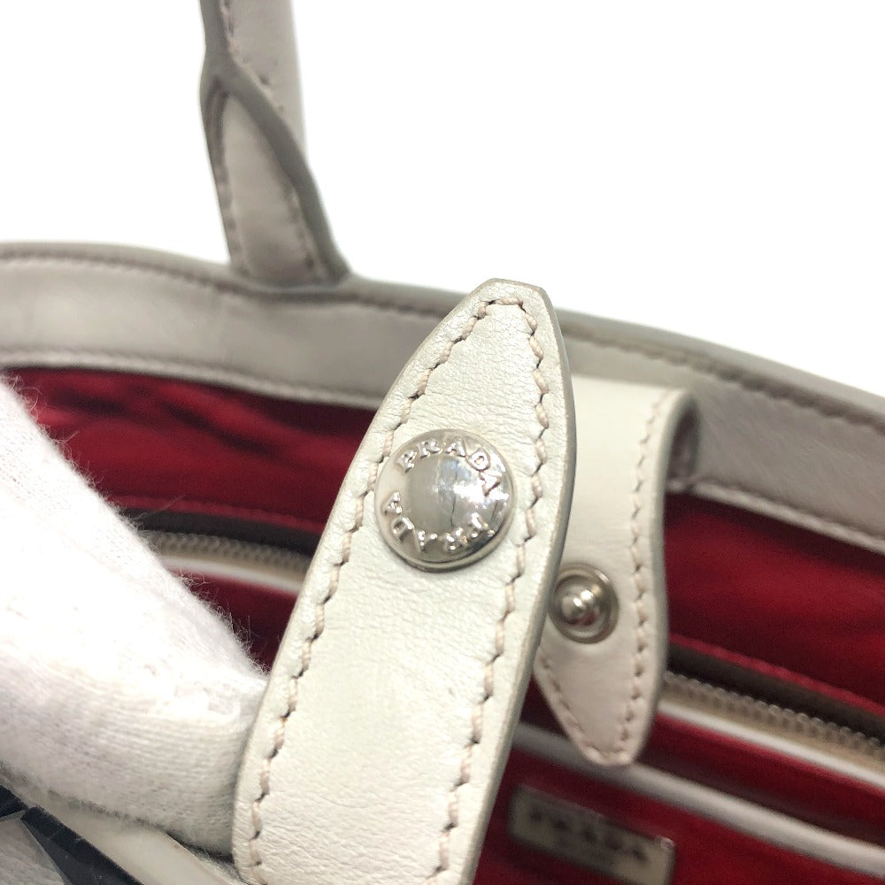 PRADA Handbag B2466S leather white fringe Women Used Authentic