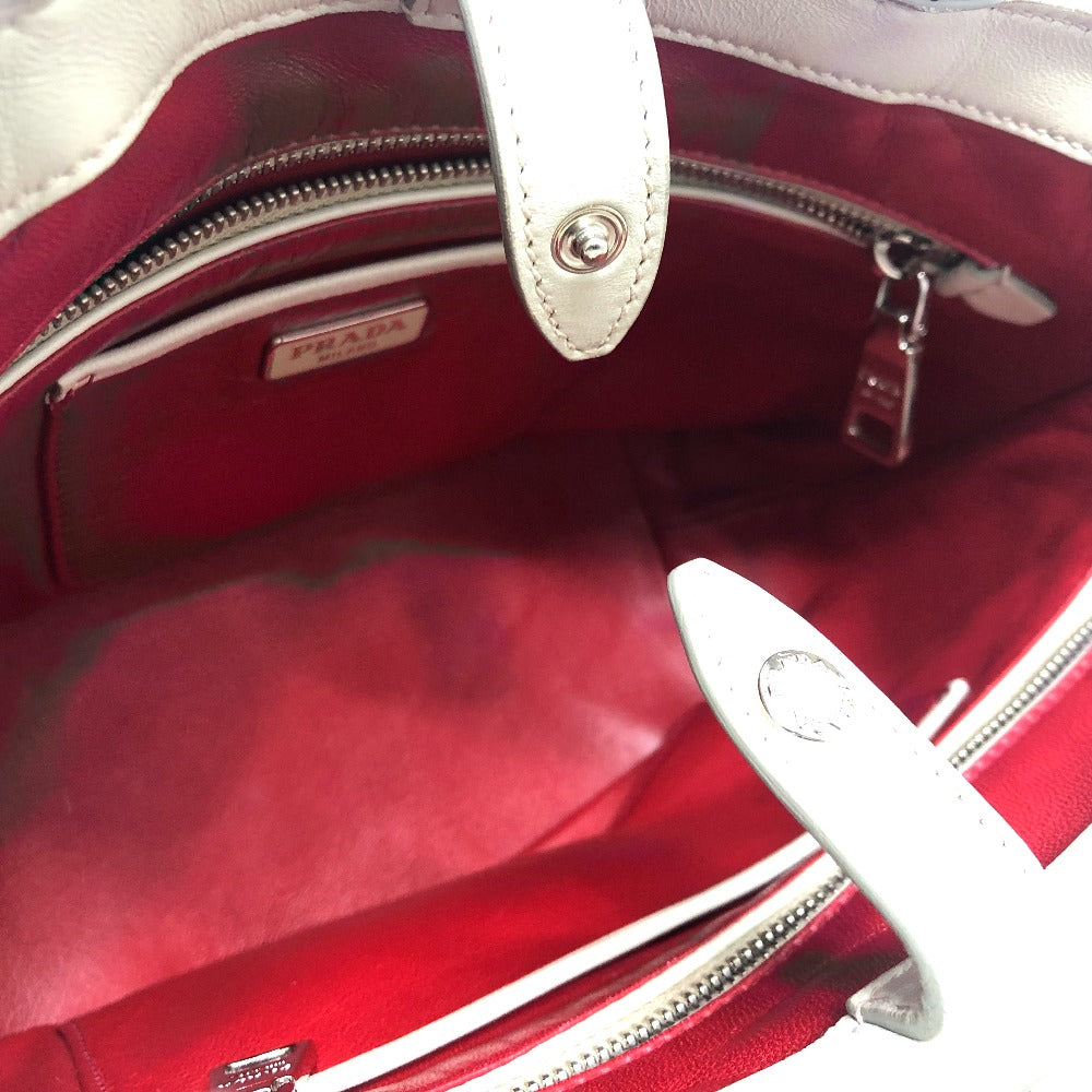 PRADA Handbag B2466S leather white fringe Women Used Authentic