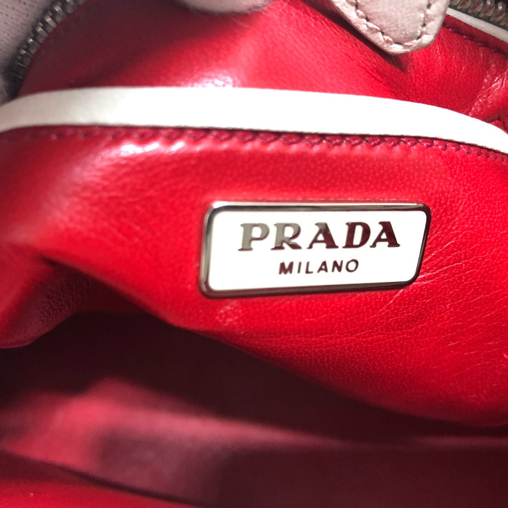 PRADA Handbag B2466S leather white fringe Women Used Authentic
