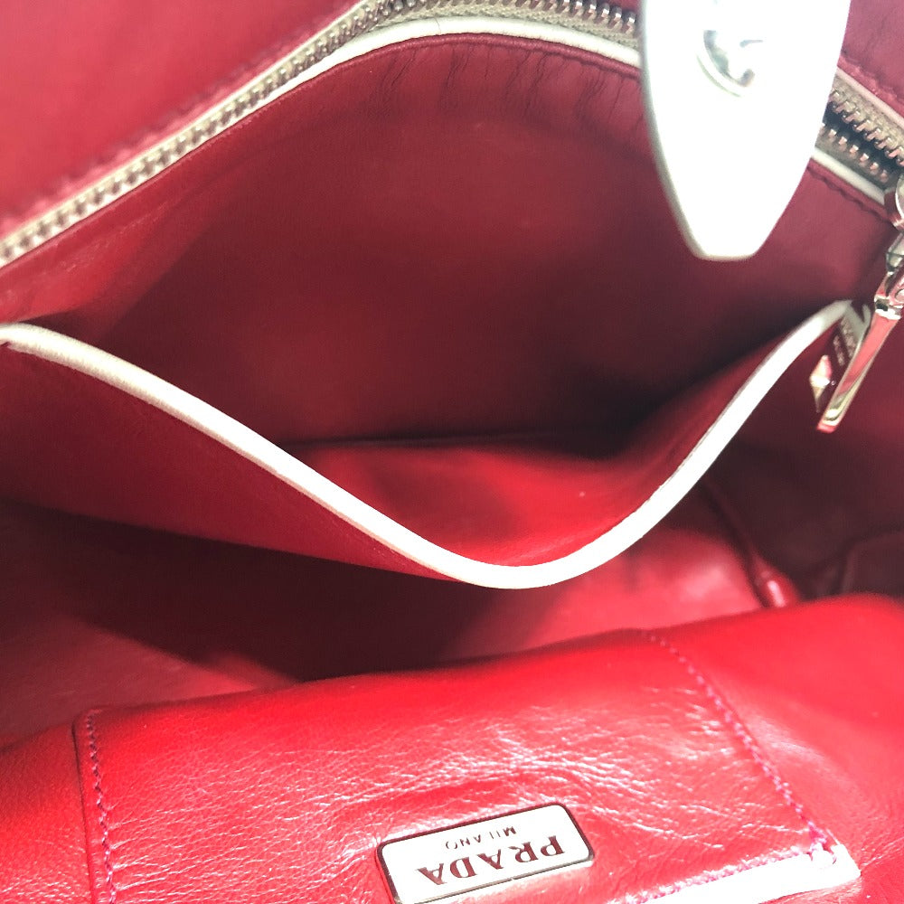 PRADA Handbag B2466S leather white fringe Women Used Authentic