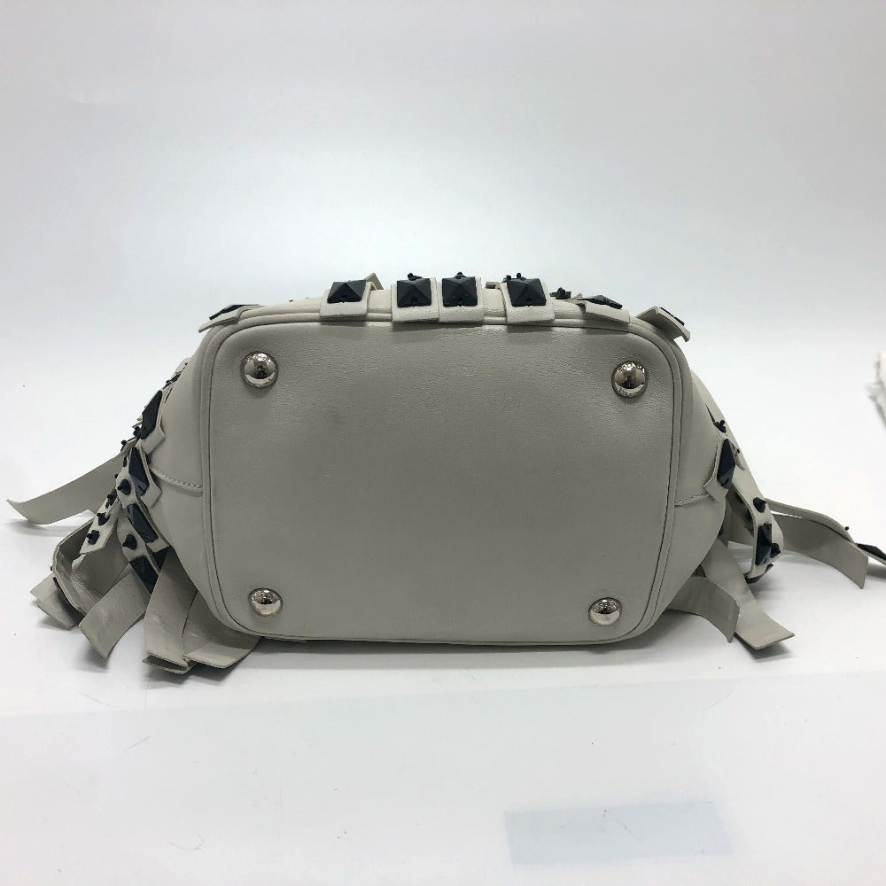 PRADA Handbag B2466S leather white fringe Women Used Authentic