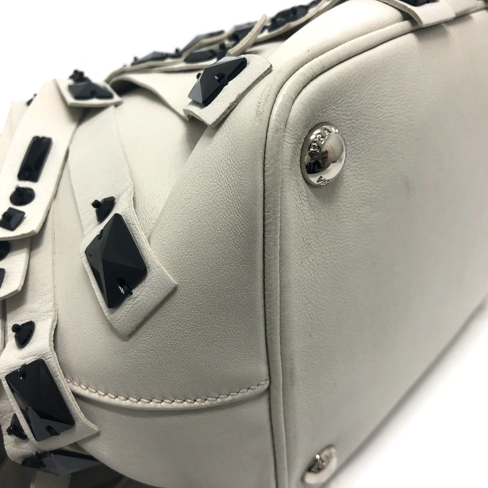 PRADA Handbag B2466S leather white fringe Women Used Authentic