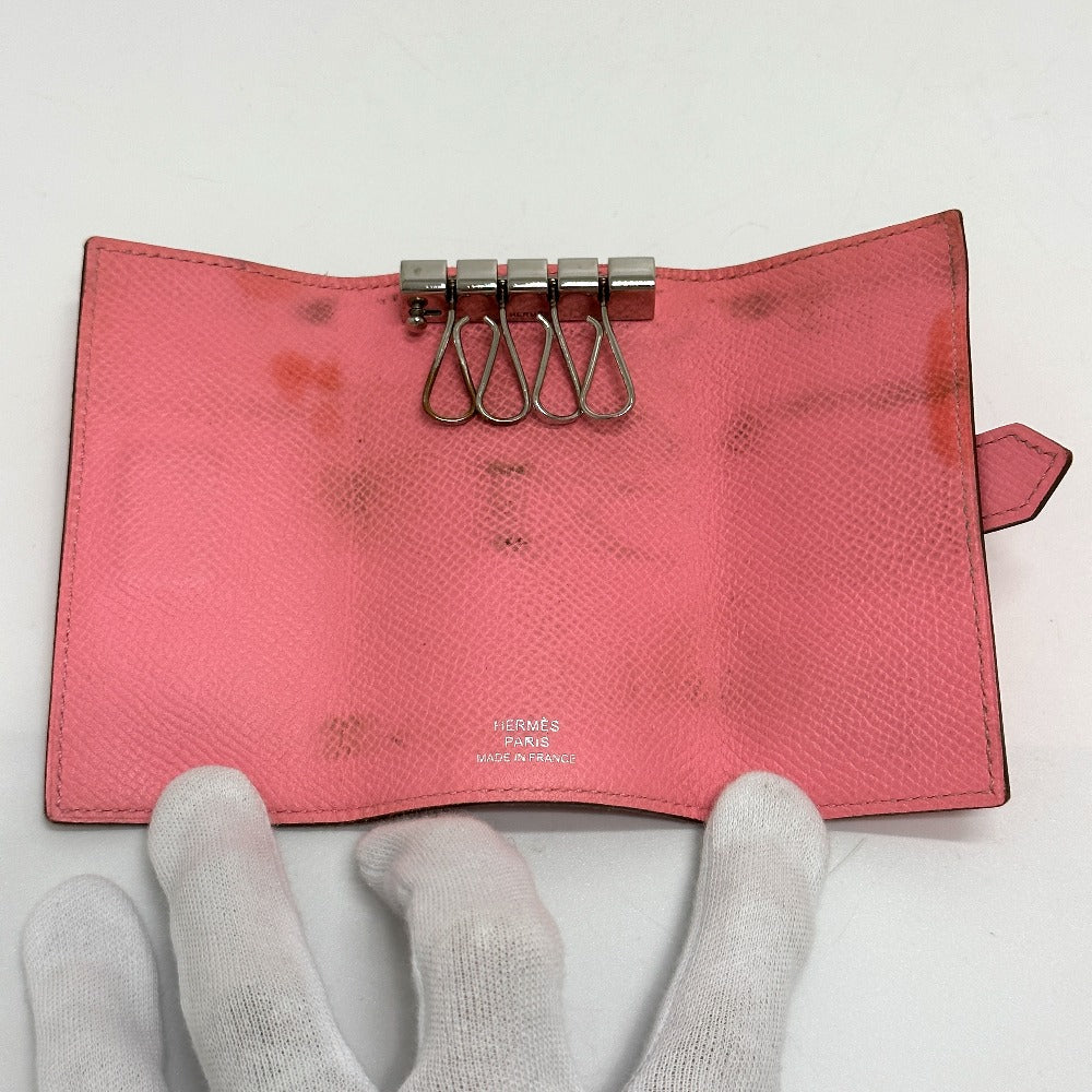 HERMES Key case Key holder Epsom pink HMetal Bean Women Used Authentic