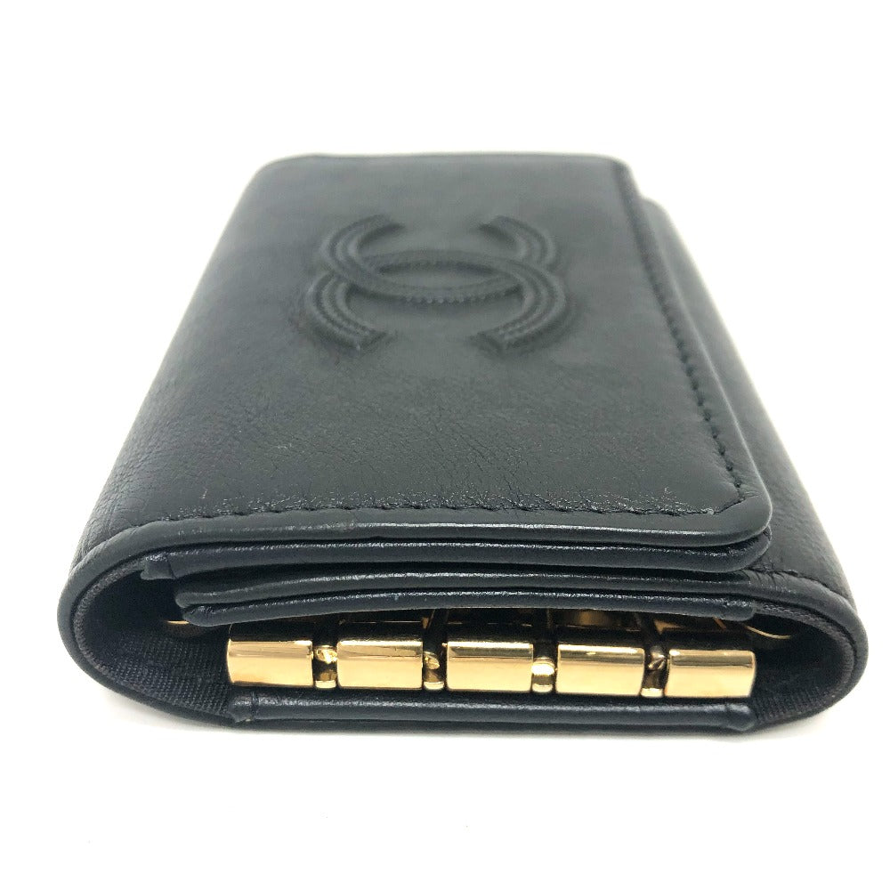 CHANEL Key case Key holder leather black COCO Mark 4 stations with key ring