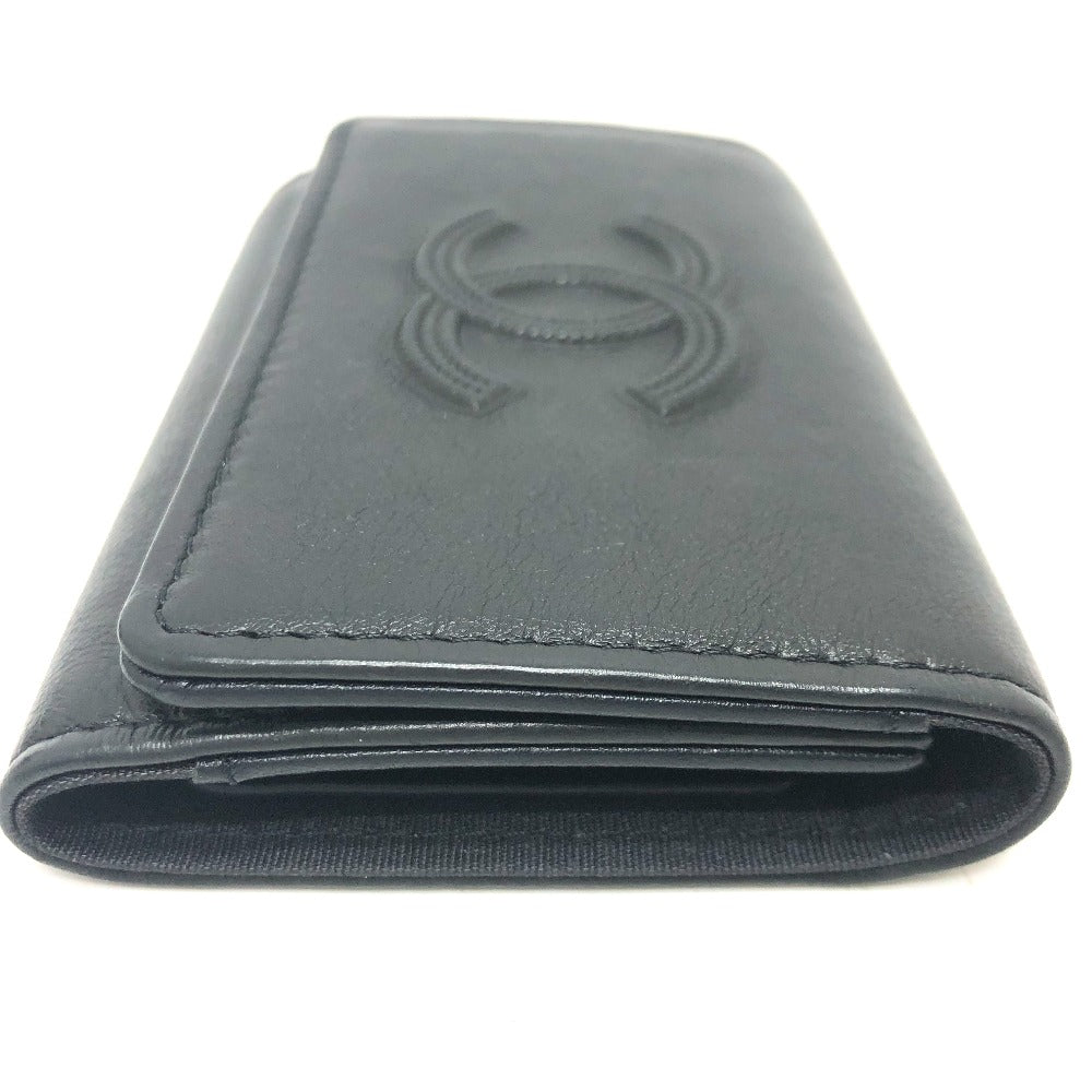 CHANEL Key case Key holder leather black COCO Mark 4 stations with key ring